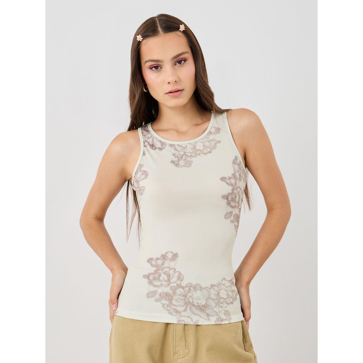 بلوزة بلا أكمام مطبعة بزهور مع ياقة دائرية-women-clothing-shirtsandblouses-blouses-image-1