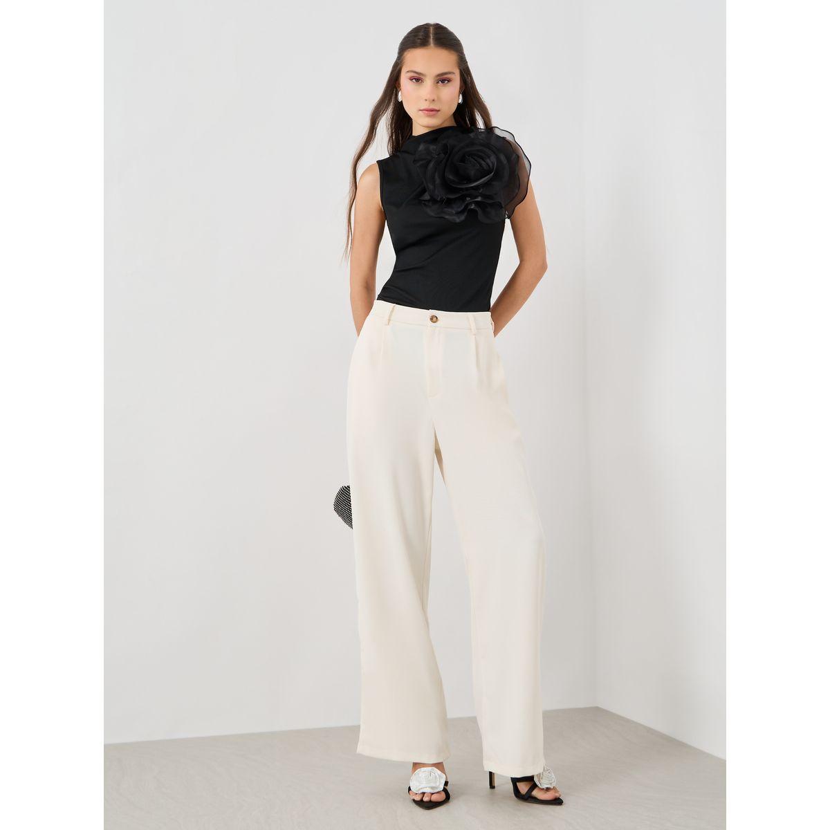 Styli Solid Sleeveless Top with Flower Corsage Detail-women-clothing-shirtsandblouses-blouses-image-3