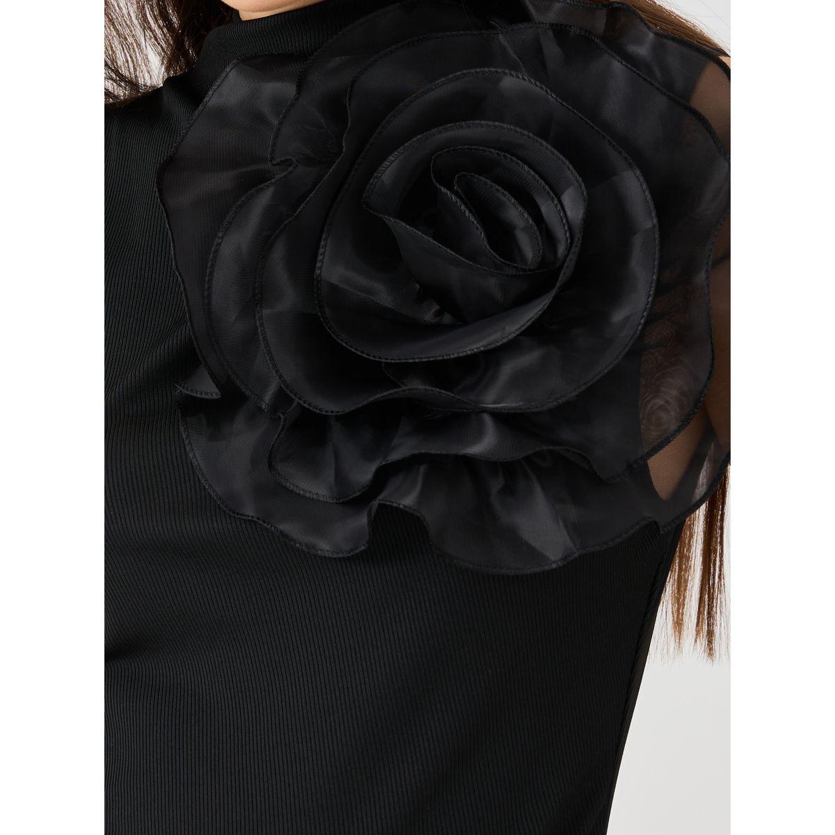 Styli Solid Sleeveless Top with Flower Corsage Detail-women-clothing-shirtsandblouses-blouses-image-5