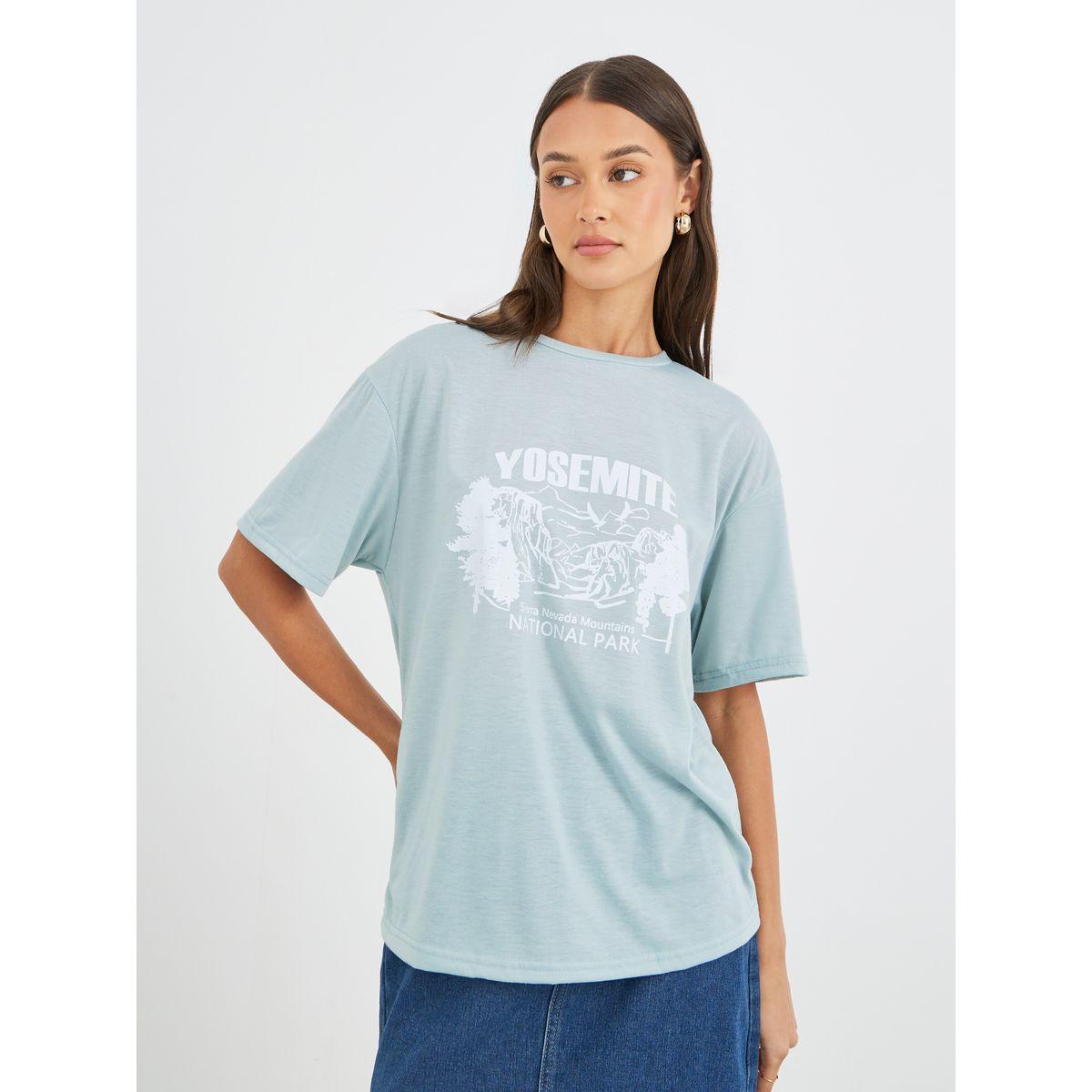 Styli Women Green Yosemite Graphic Oversized T-Shirt-women-clothing-tshirts-image-3
