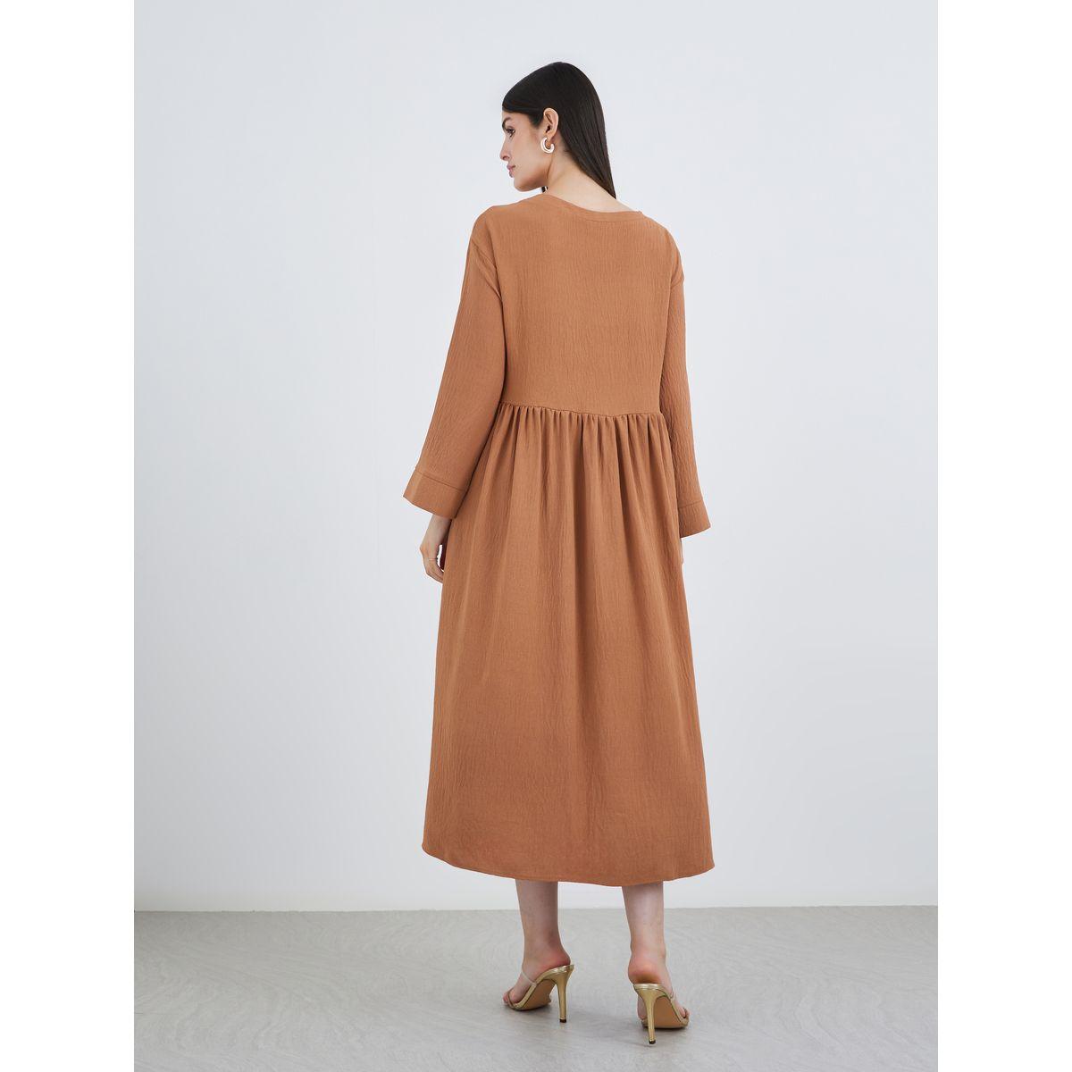 فستان ميدي بتفاصيل مُجمعة-women-clothing-dresses-image-5