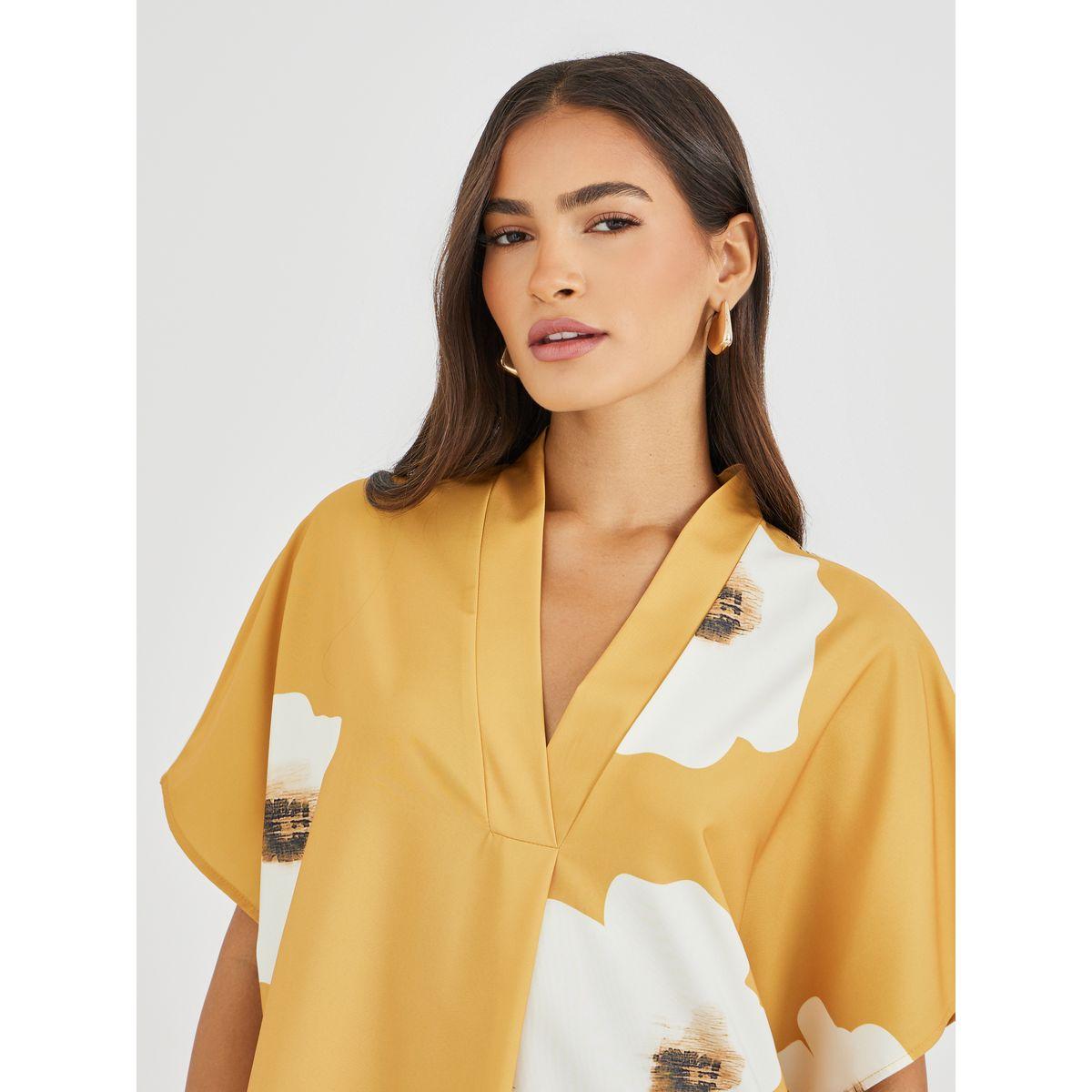 فستان طويل بطبعة زهور وأكمام خفاش-women-clothing-dresses-image-4