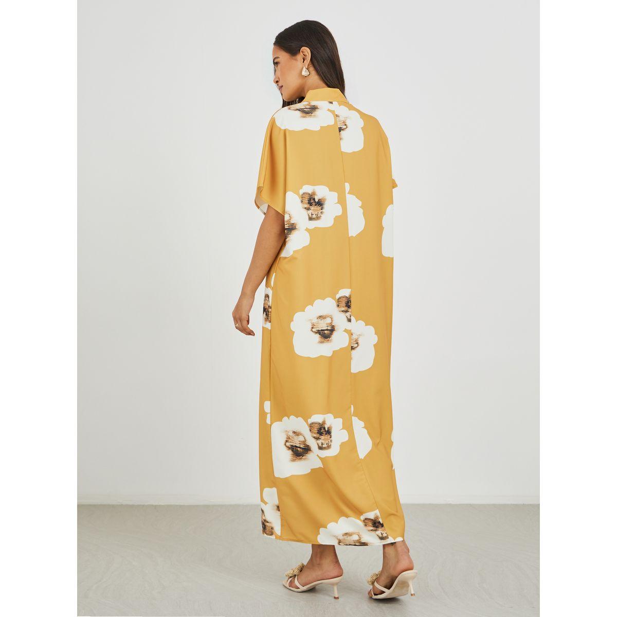 فستان طويل بطبعة زهور وأكمام خفاش-women-clothing-dresses-image-5