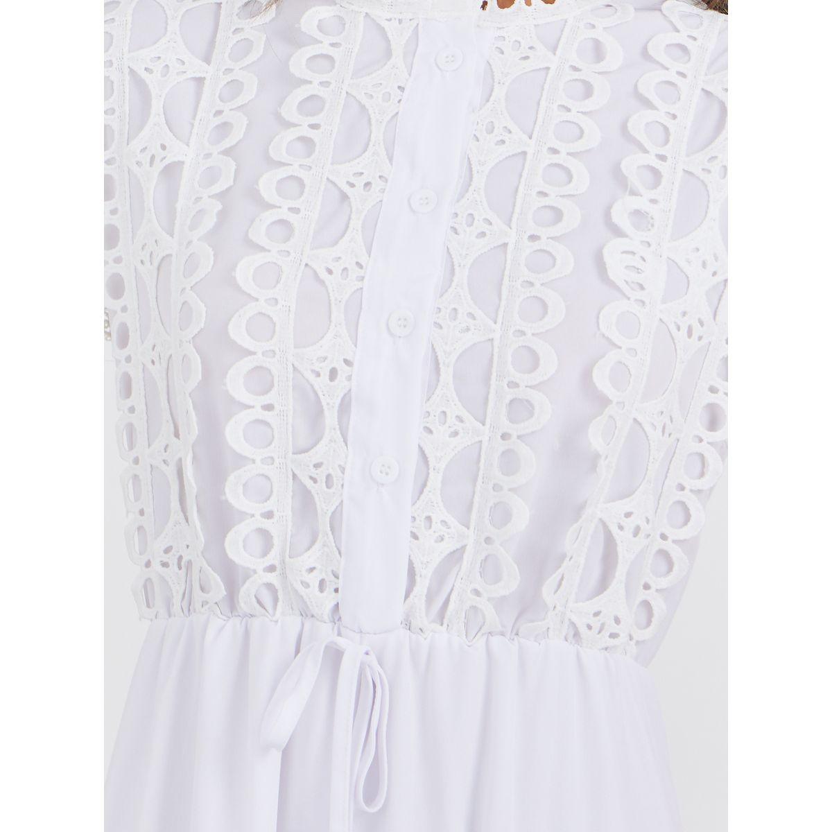 فستان طويل سادة بأكمام طويلة وكسرات مع أربطة-women-clothing-dresses-image-4