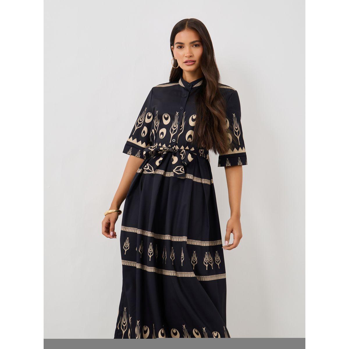 Styli Printed Short Sleeves A-Line Midi Dress-women-clothing-dresses-image-3