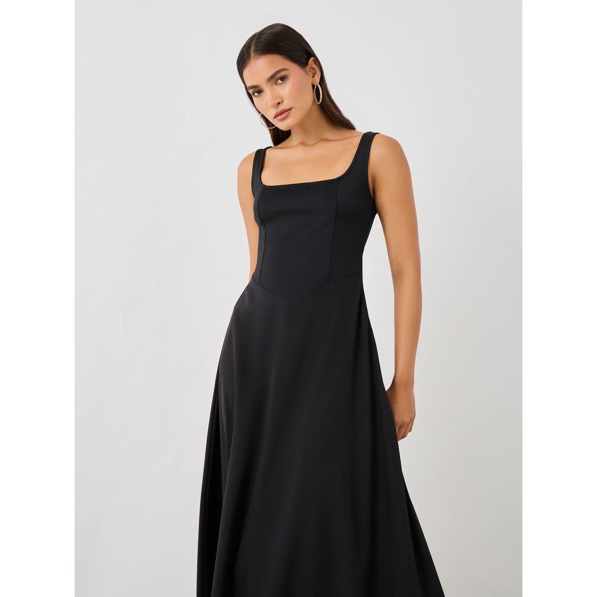 فستان طويل سادة بلا أكمام مع ياقة دائرية-women-clothing-dresses-image-3