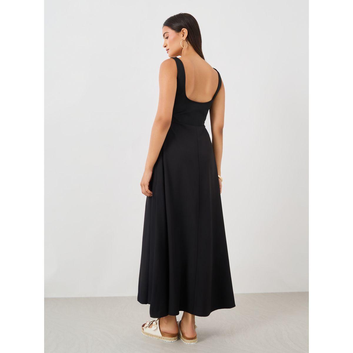 Styli Plain Sleeveless A-Line Maxi Dress with Square Neck-women-clothing-dresses-image-5