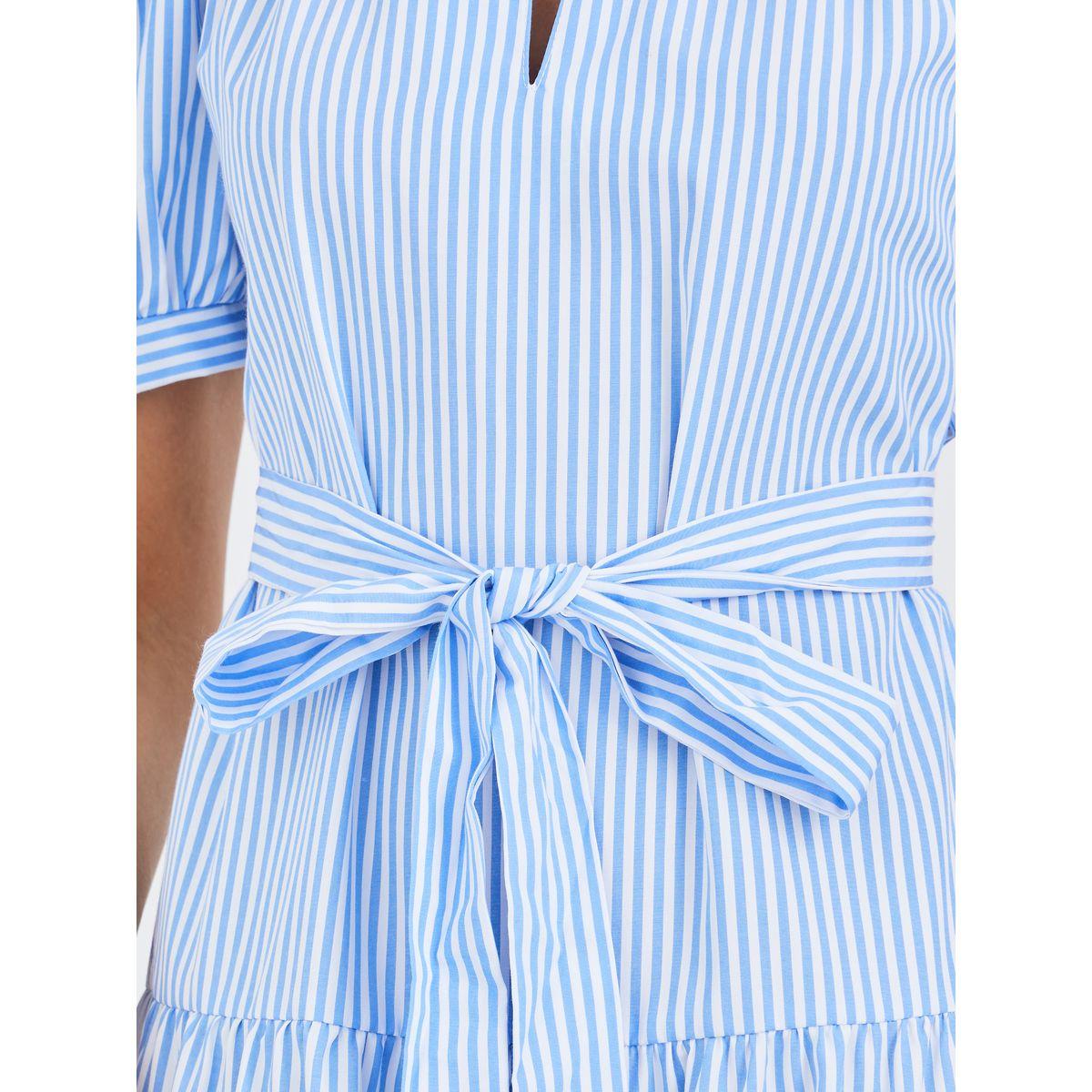 فستان ميدي مخطط بأكمام منفوخة وحزام-women-clothing-dresses-image-4