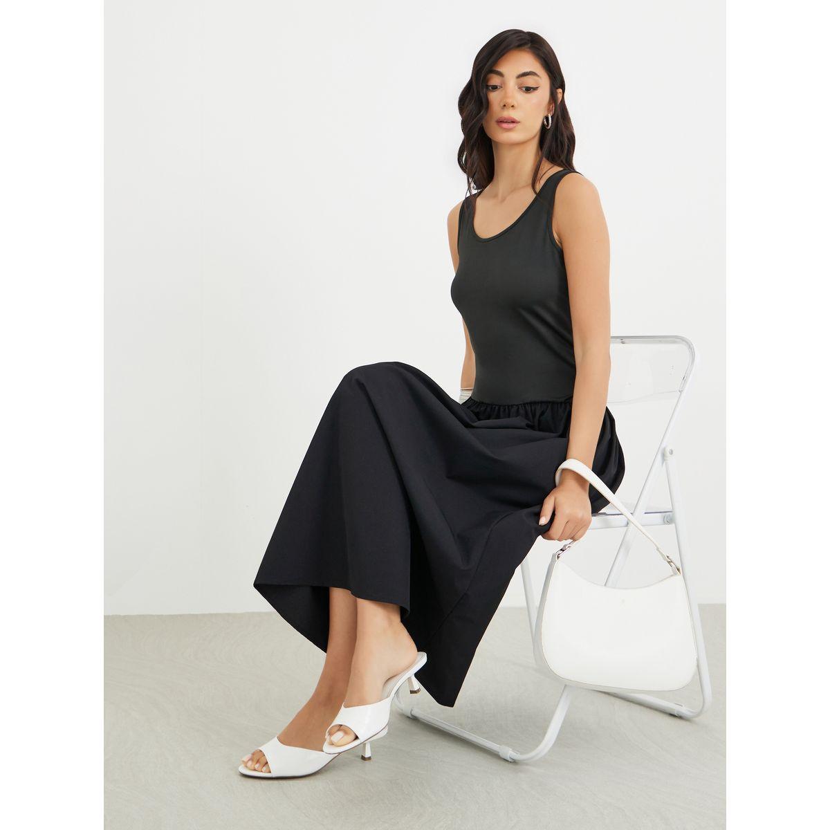 Styli Solid Sleeveless A-Line Midi Dress-women-clothing-dresses-image-2