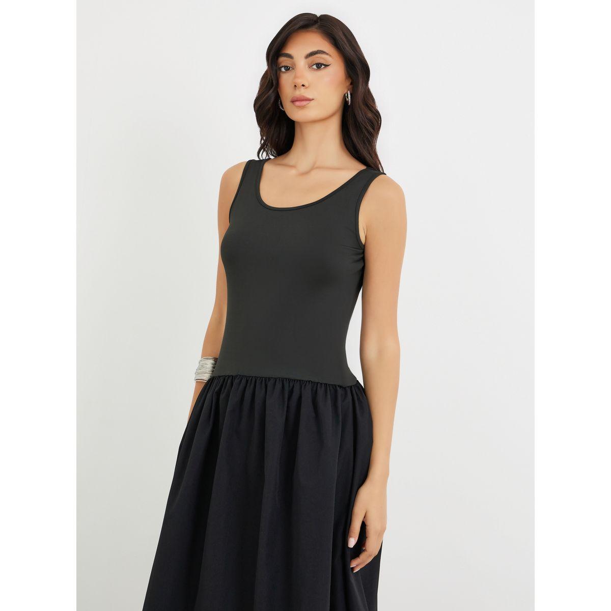 Styli Solid Sleeveless A-Line Midi Dress-women-clothing-dresses-image-3