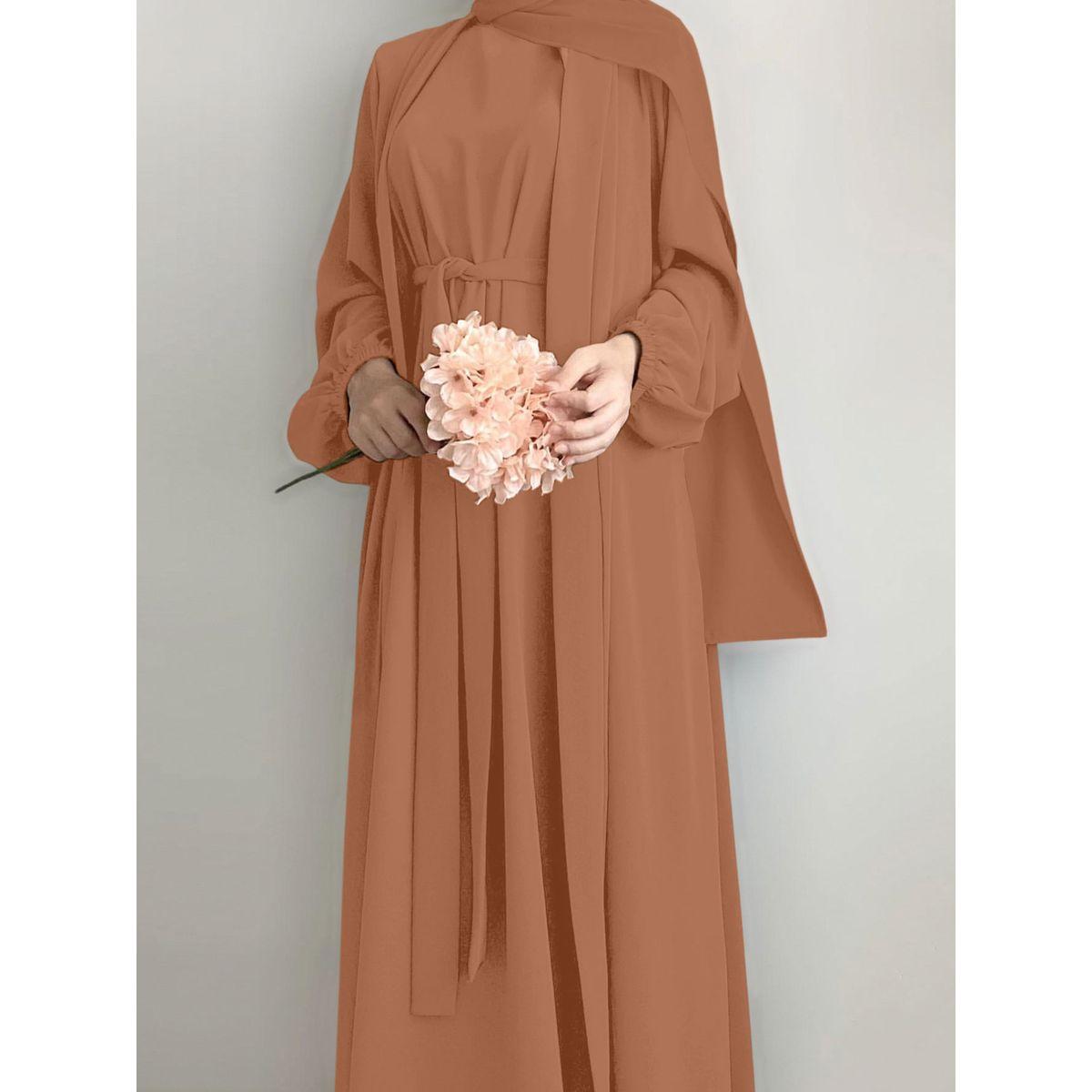 Styli Women Solid Long Sleeve Front Open Abaya with Inner Dress-women-arabicclothing-abayas-image-3