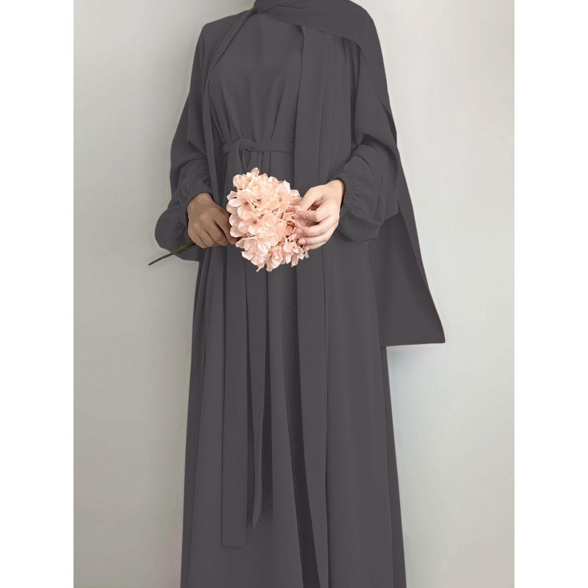 Styli Women Solid Long Sleeve Front Open Abaya with Inner Dress-women-arabicclothing-abayas-image-3