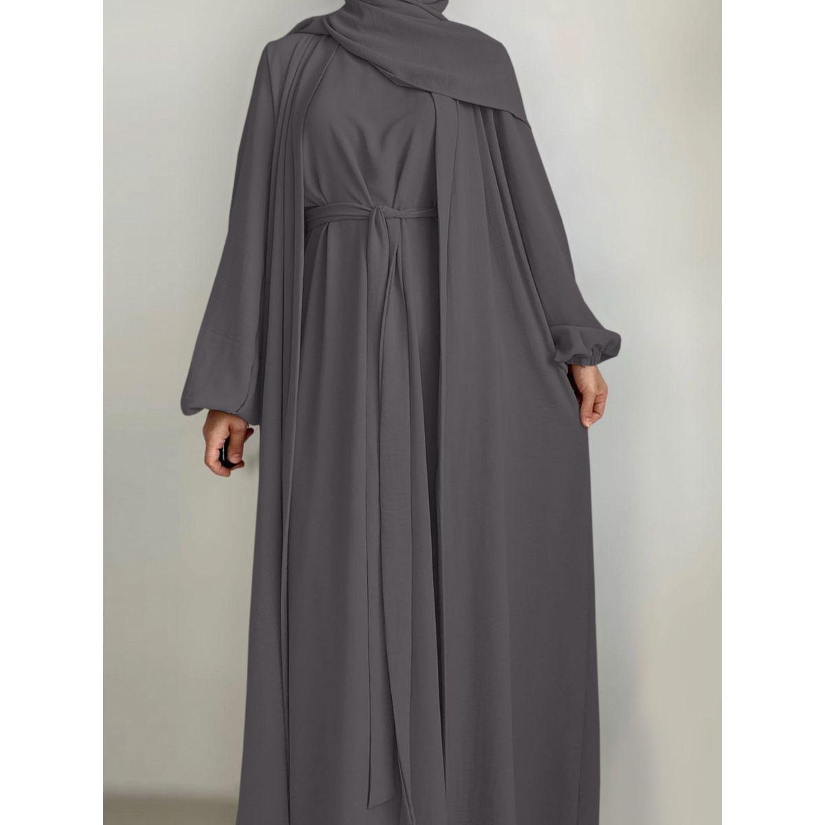Styli Women Solid Long Sleeve Front Open Abaya with Inner Dress-women-arabicclothing-abayas-image-5