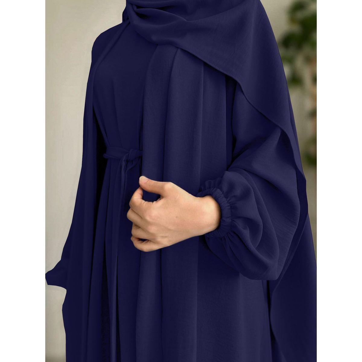 عباية سادة بأكمام طويلة مع فستان داخلي-women-arabicclothing-abayas-image-1
