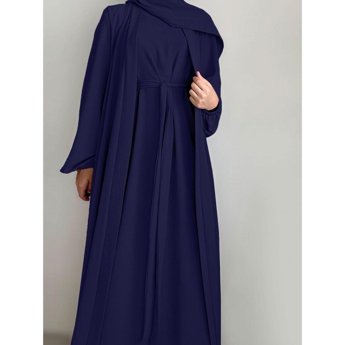 عباية سادة بأكمام طويلة مع فستان داخلي-women-arabicclothing-abayas-image-2
