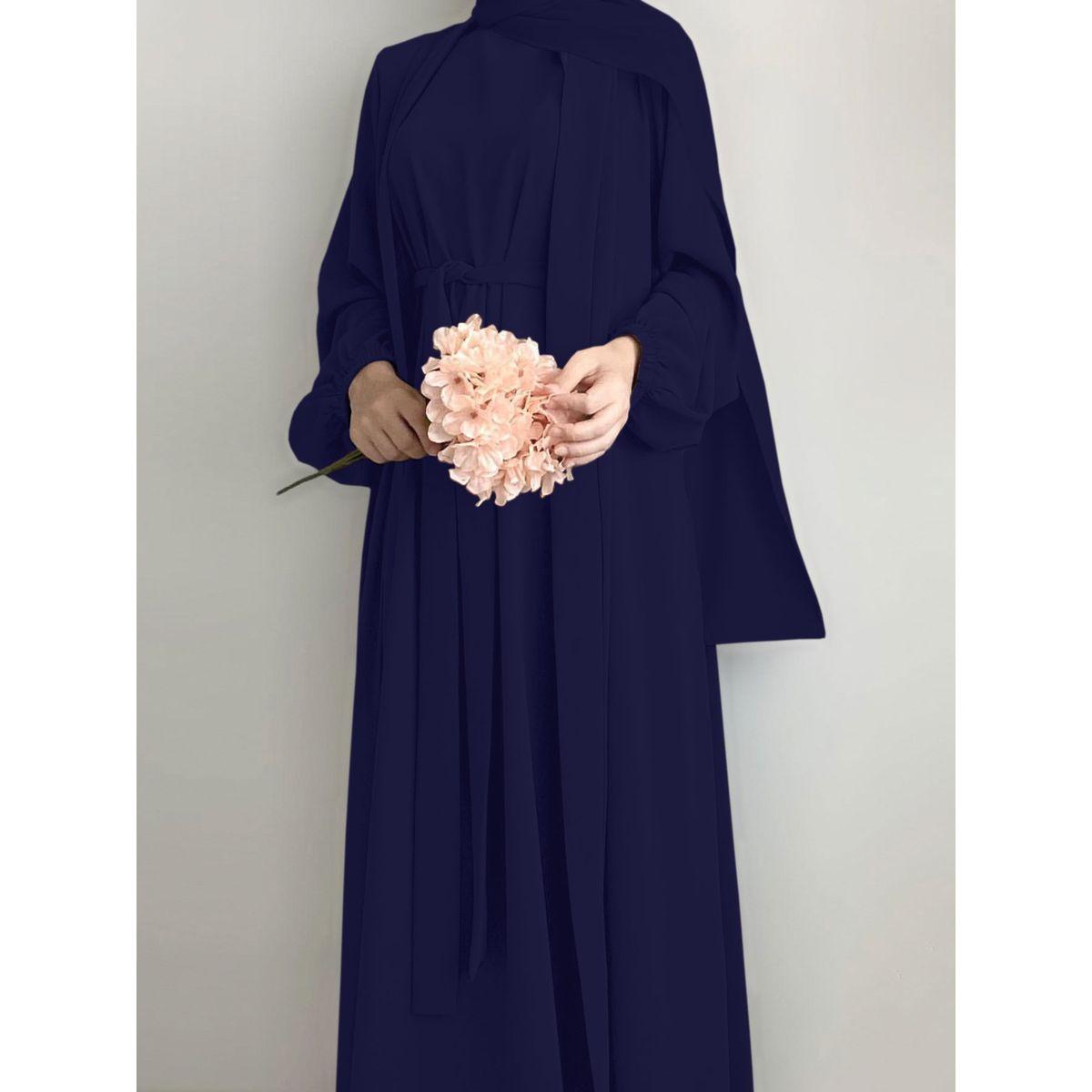 عباية سادة بأكمام طويلة مع فستان داخلي-women-arabicclothing-abayas-image-3