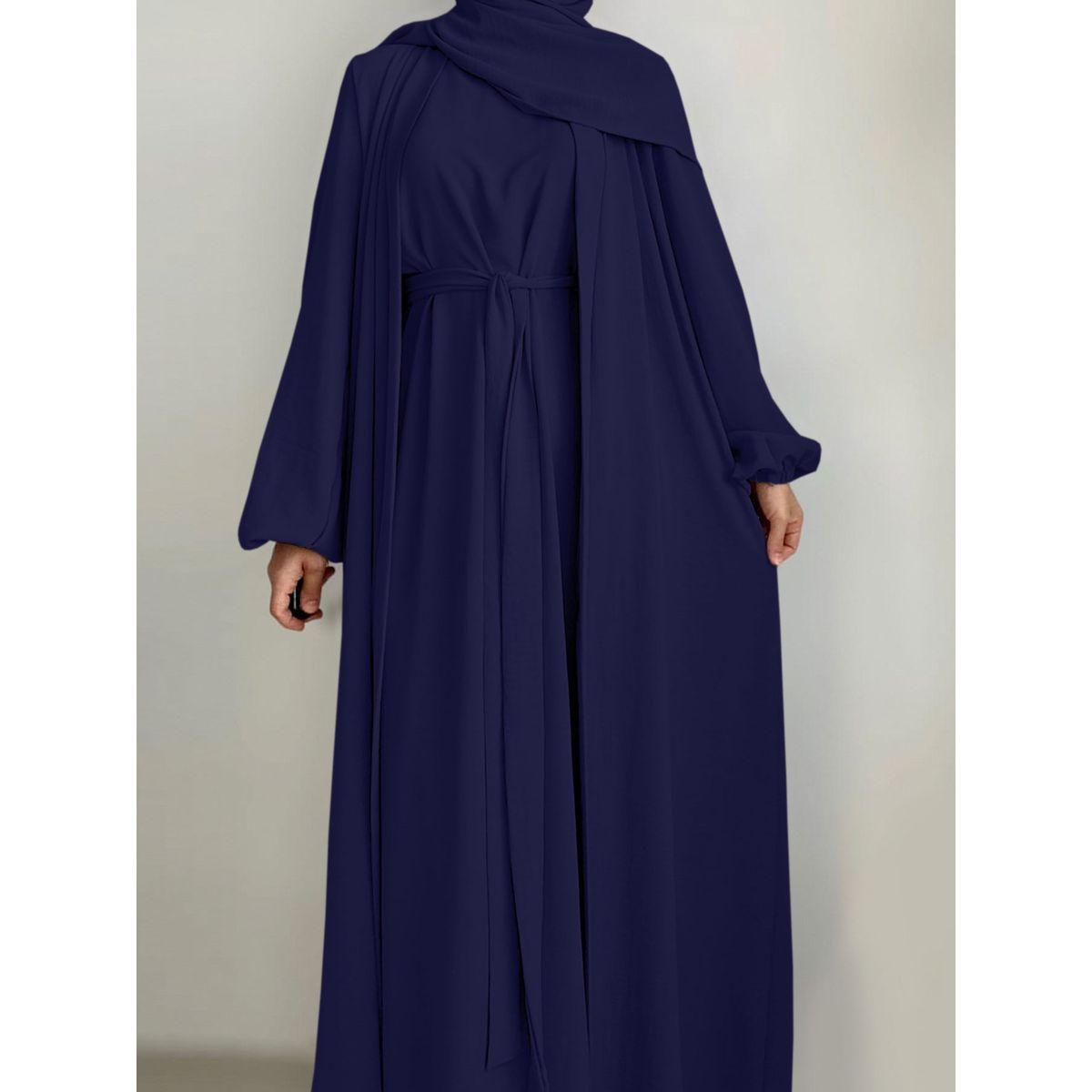 عباية سادة بأكمام طويلة مع فستان داخلي-women-arabicclothing-abayas-image-5