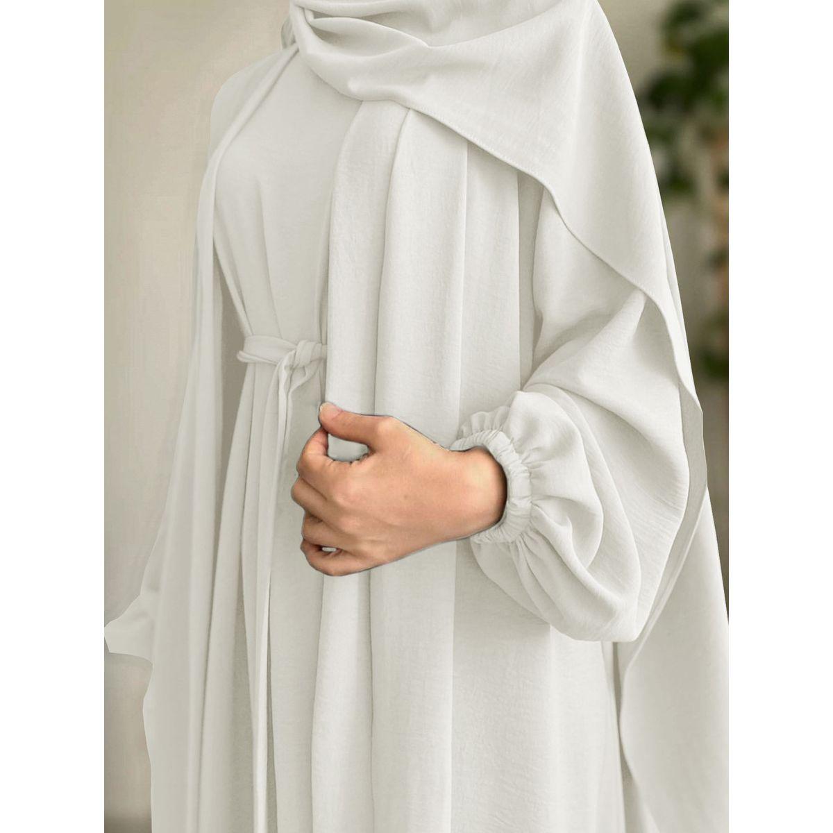 عباية سادة بأكمام طويلة مع فستان داخلي-women-arabicclothing-abayas-image-1
