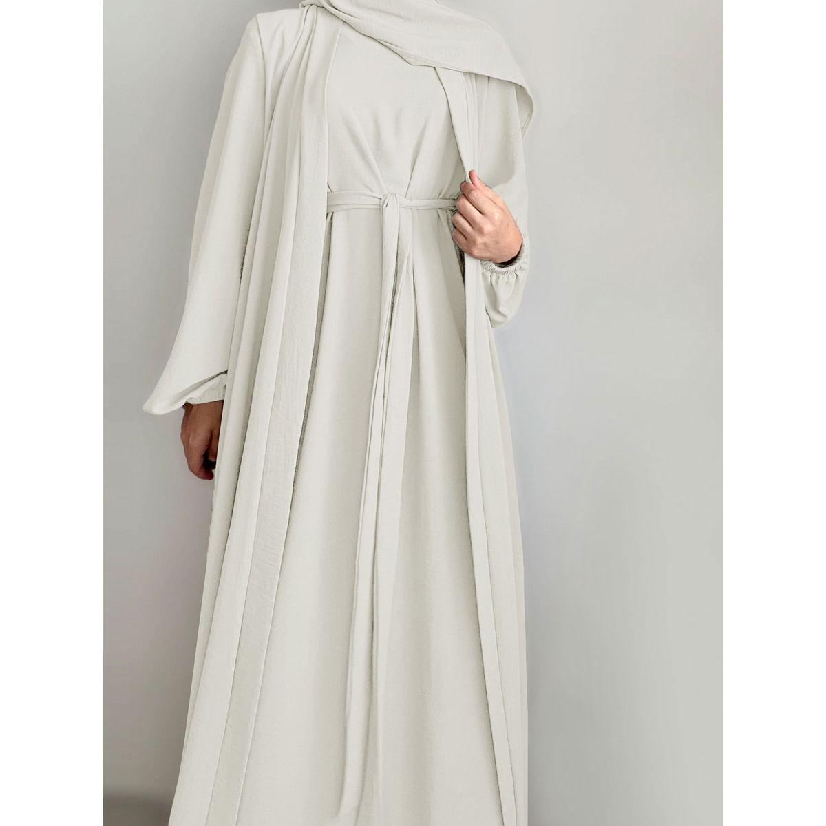 Styli Women Solid Long Sleeve Front Open Abaya with Inner Dress-women-arabicclothing-abayas-image-2