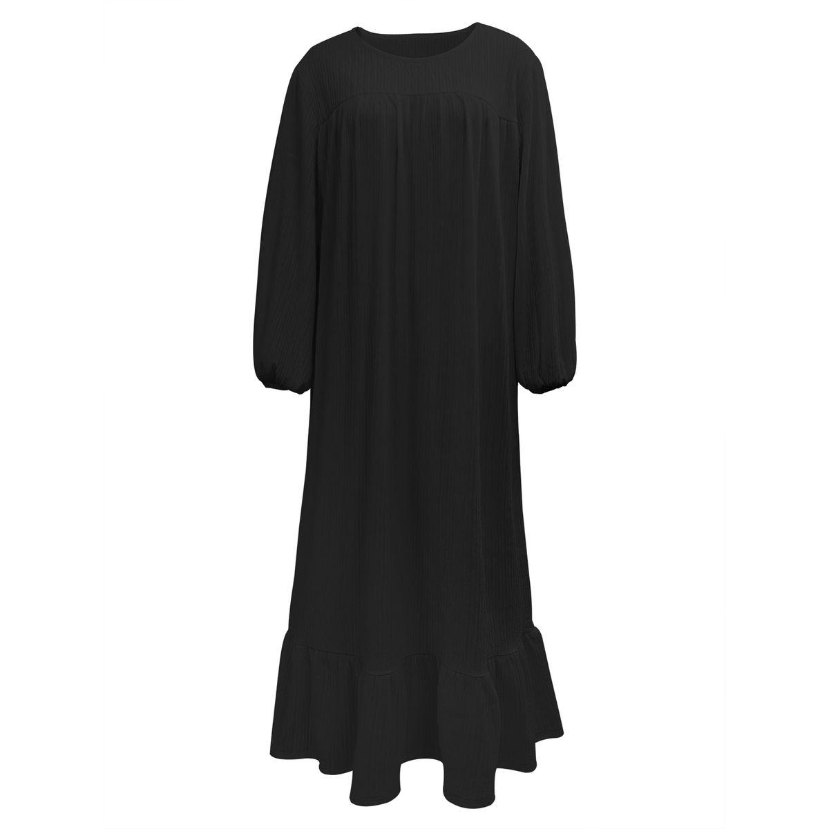 جلابية بتفاصيل بارزة الملمس مع أكمام بأساور-women-arabicclothing-jalabiyas-image-3