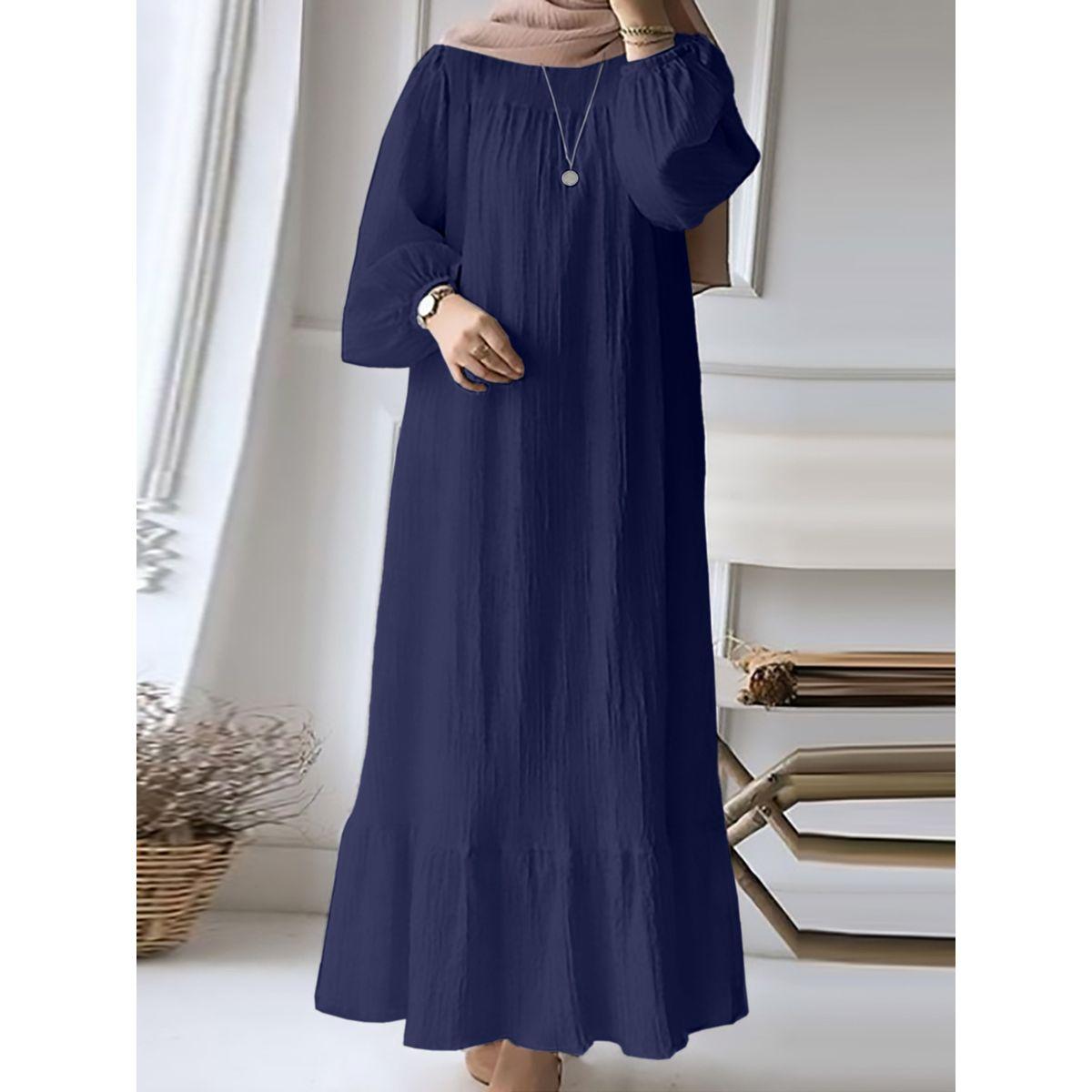 جلابية بتفاصيل بارزة الملمس مع أكمام بأساور-women-arabicclothing-jalabiyas-image-1