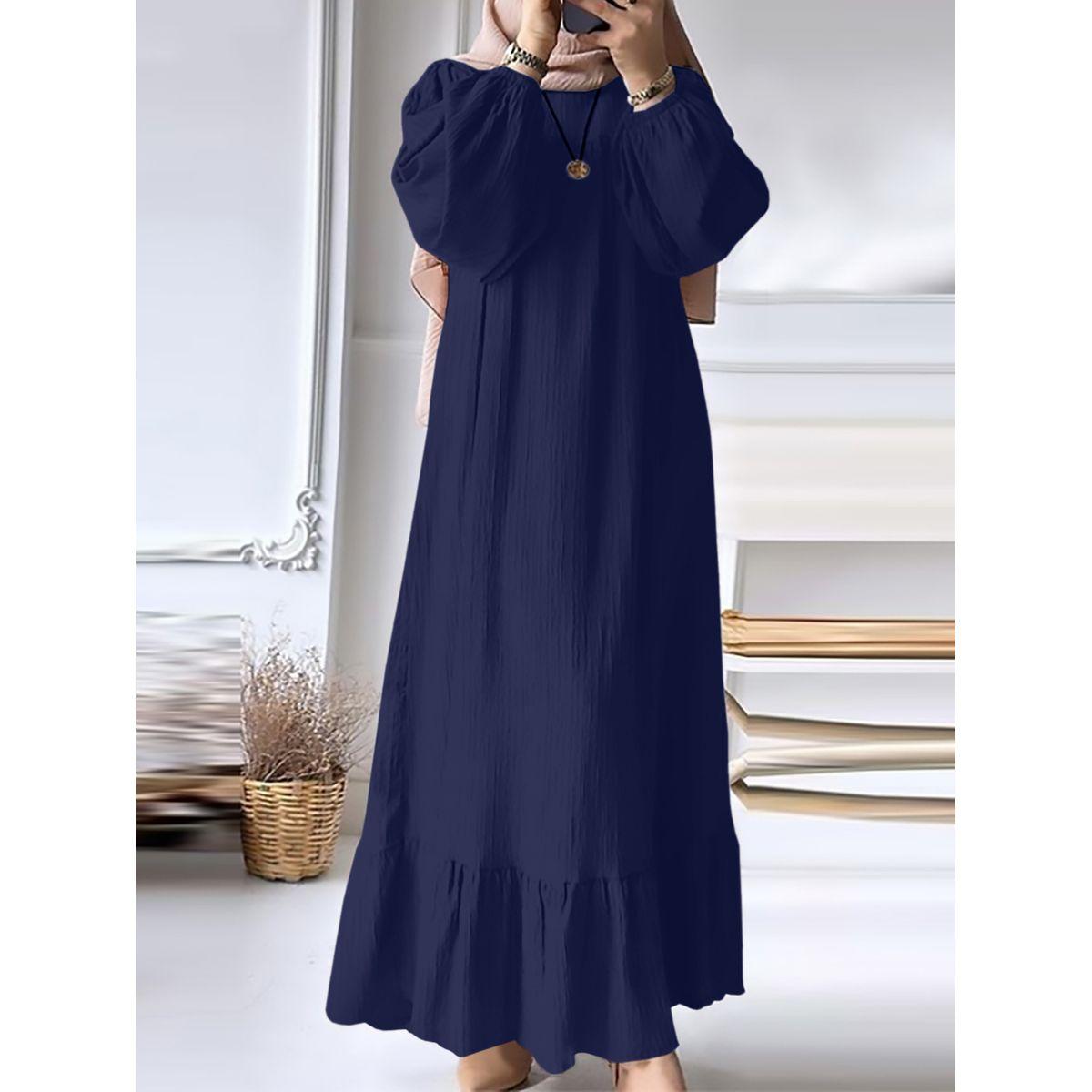 جلابية بتفاصيل بارزة الملمس مع أكمام بأساور-women-arabicclothing-jalabiyas-image-2