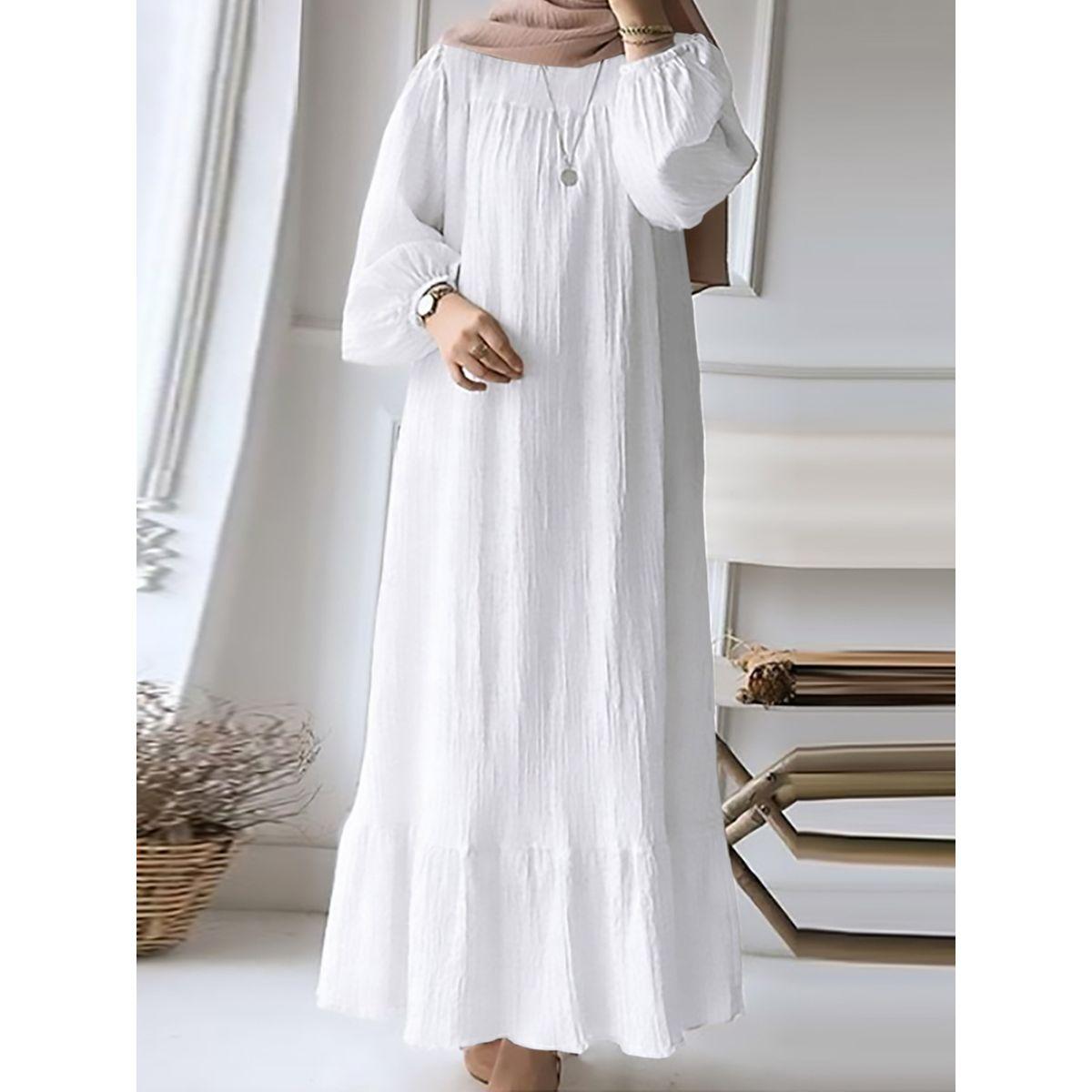 جلابية بتفاصيل بارزة الملمس مع أكمام بأساور-women-arabicclothing-jalabiyas-image-1