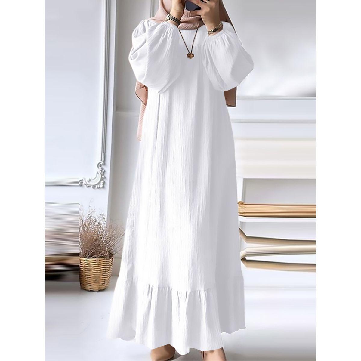 جلابية بتفاصيل بارزة الملمس مع أكمام بأساور-women-arabicclothing-jalabiyas-image-2