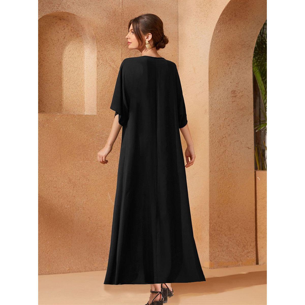 جلابية مطبعة بزهور مع أكمام قصيرة-women-arabicclothing-jalabiyas-image-1