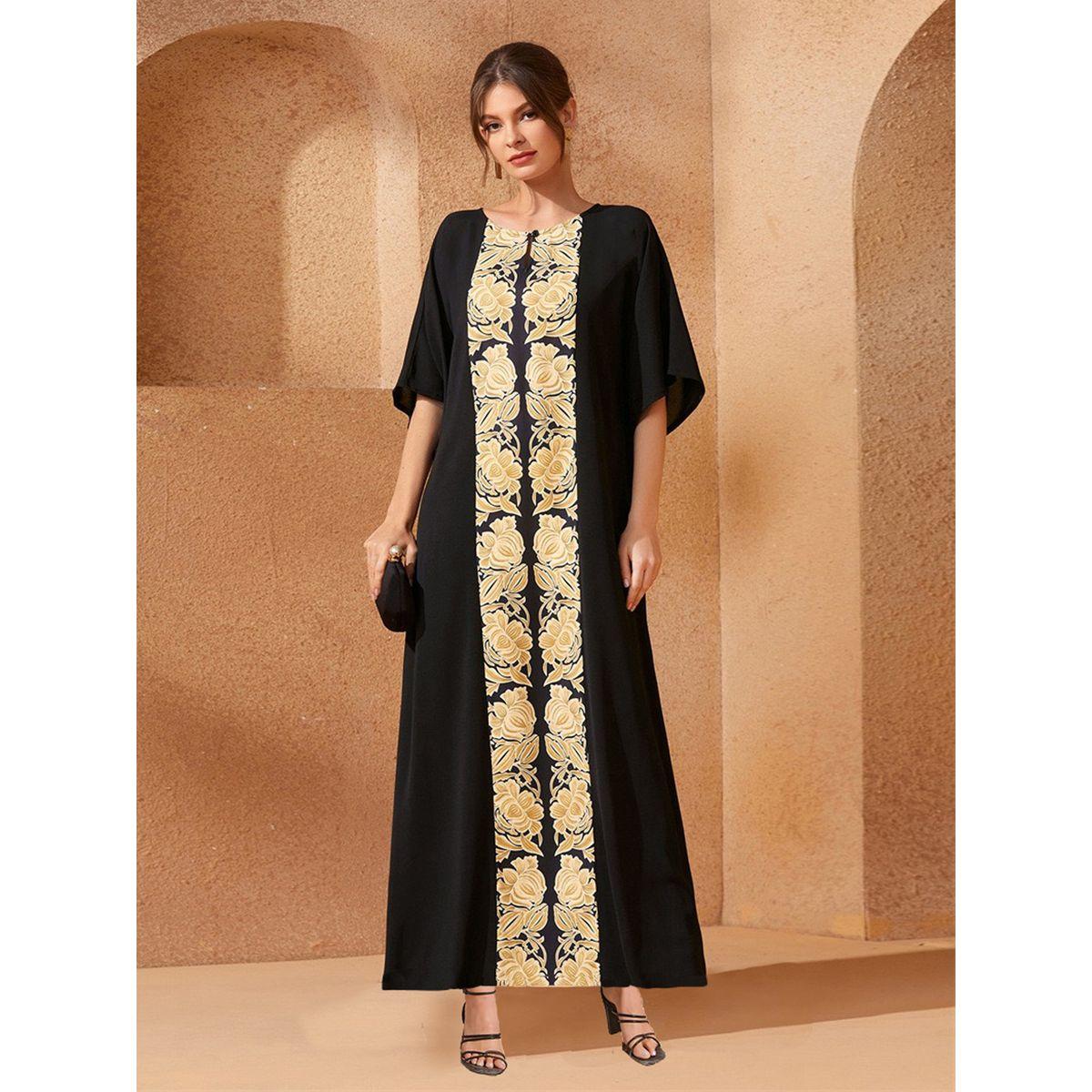 Styli Women Floral Printed Short Sleeve Jalabiya-women-arabicclothing-jalabiyas-image-3