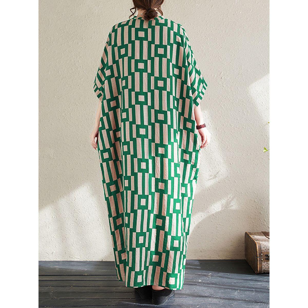 قفطان بطبعة هندسية وأكمام قصيرة-women-arabicclothing-kaftan-image-5