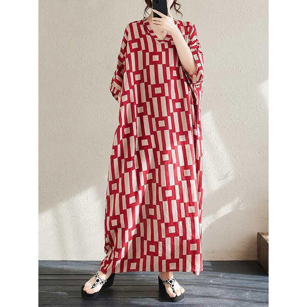 قفطان بطبعة هندسية وأكمام قصيرة-women-arabicclothing-kaftan-image-6