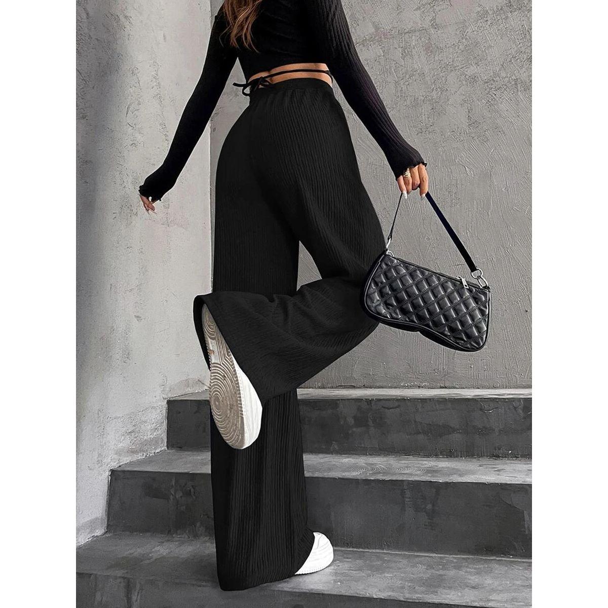 بنطال بأرجل واسعة ورباط خصر-women-clothing-bottoms-joggers-image-1