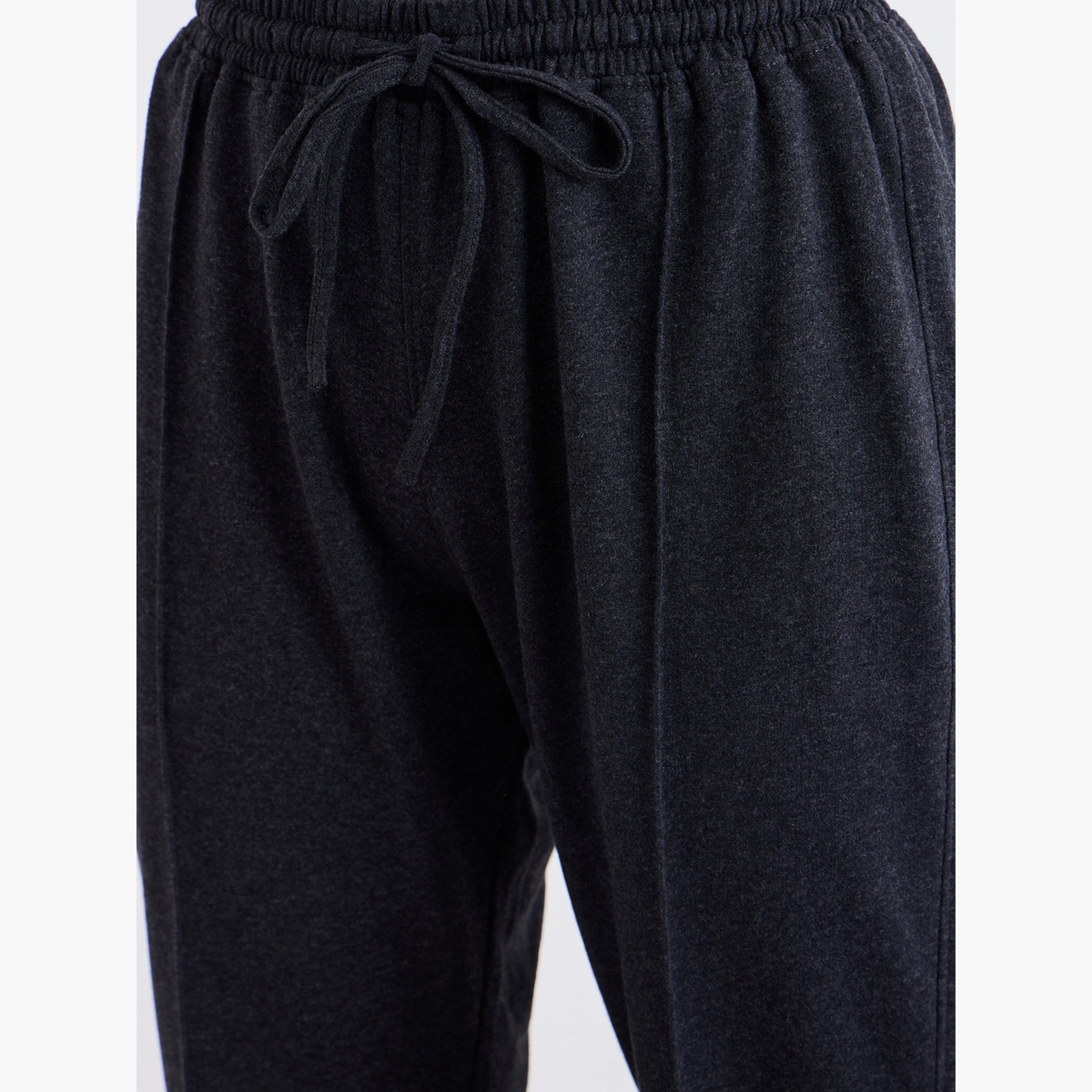 ستايلي - بنطال رياضي واسع الساق بلون الفحم مع تفاصيل ثنية-women-clothing-bottoms-joggers-image-5