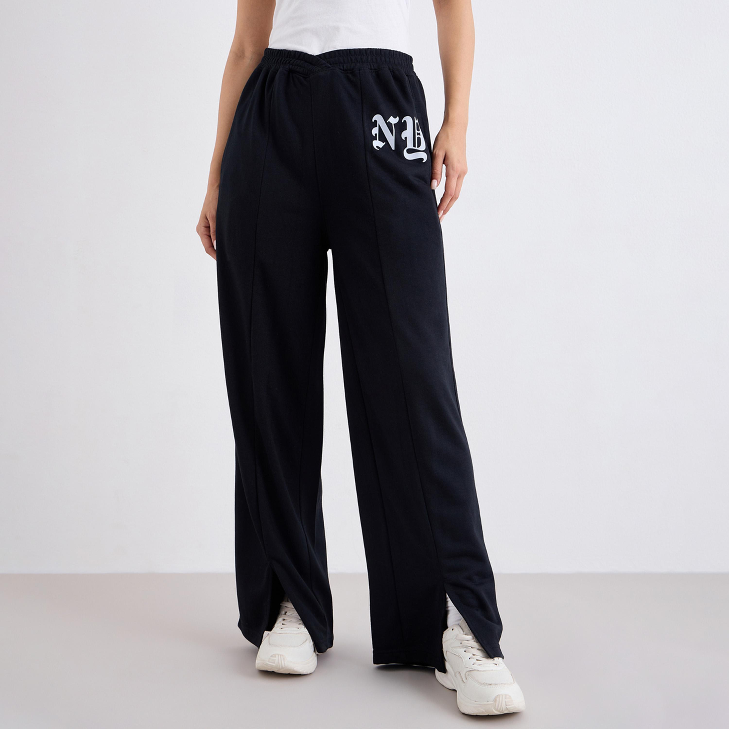 ستايلي - بنطال رياضي واسع الساق مع حاشية أمامية مقسمة-women-clothing-bottoms-joggers-image-1