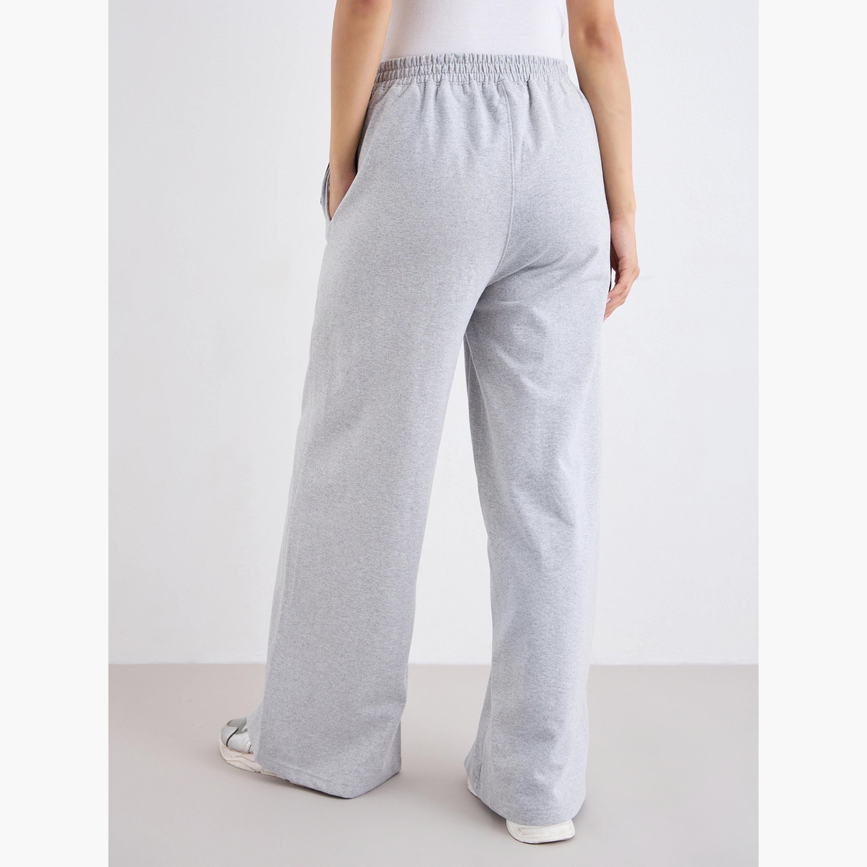 Styli Wide-Leg Joggers with NY Print and Front Split Hem-women-clothing-bottoms-joggers-image-4