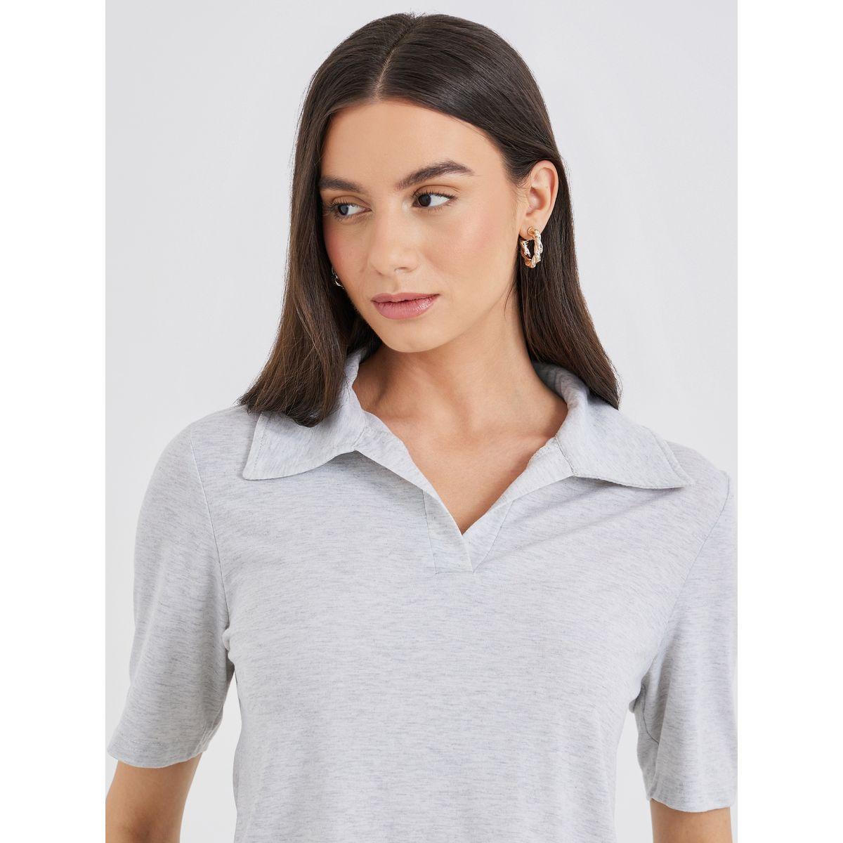Styli Solid Polo T-Shirt and Loose Fit Pants Co-Ords-women-clothing-coordsets-image-4