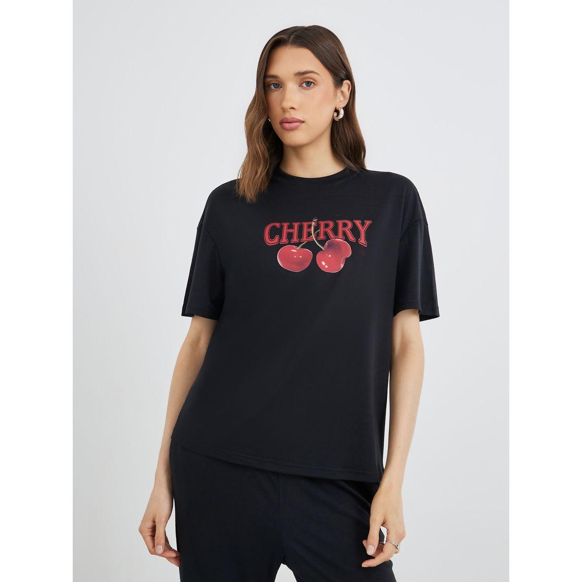 Styli Cherry Print T-Shirt and Joggers Co-Ords-women-clothing-coordsets-image-3
