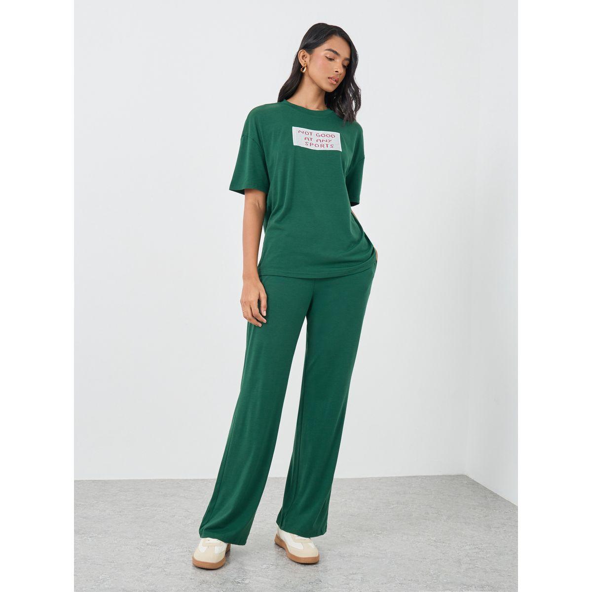 Styli Slogan Print T-Shirt and Joggers Co-Ords-women-clothing-coordsets-image-2