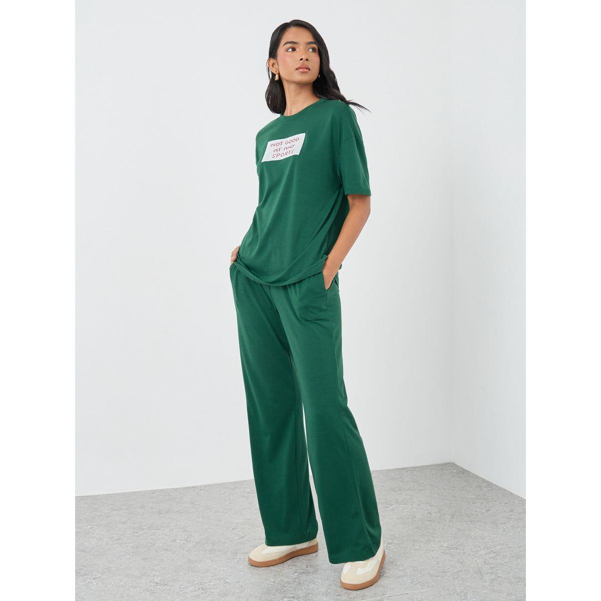 Styli Slogan Print T-Shirt and Joggers Co-Ords-women-clothing-coordsets-image-3