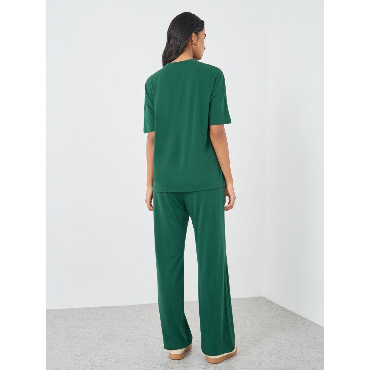 Styli Slogan Print T-Shirt and Joggers Co-Ords-women-clothing-coordsets-image-7