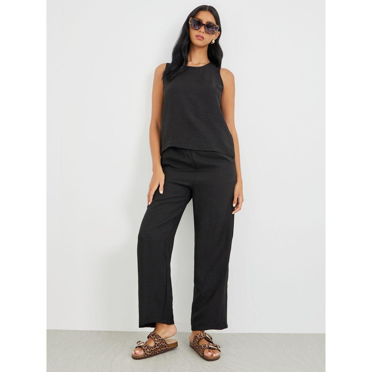 Styli Solid Tank Top and Regular Fit Pants Co-Ords-women-clothing-coordsets-image-1