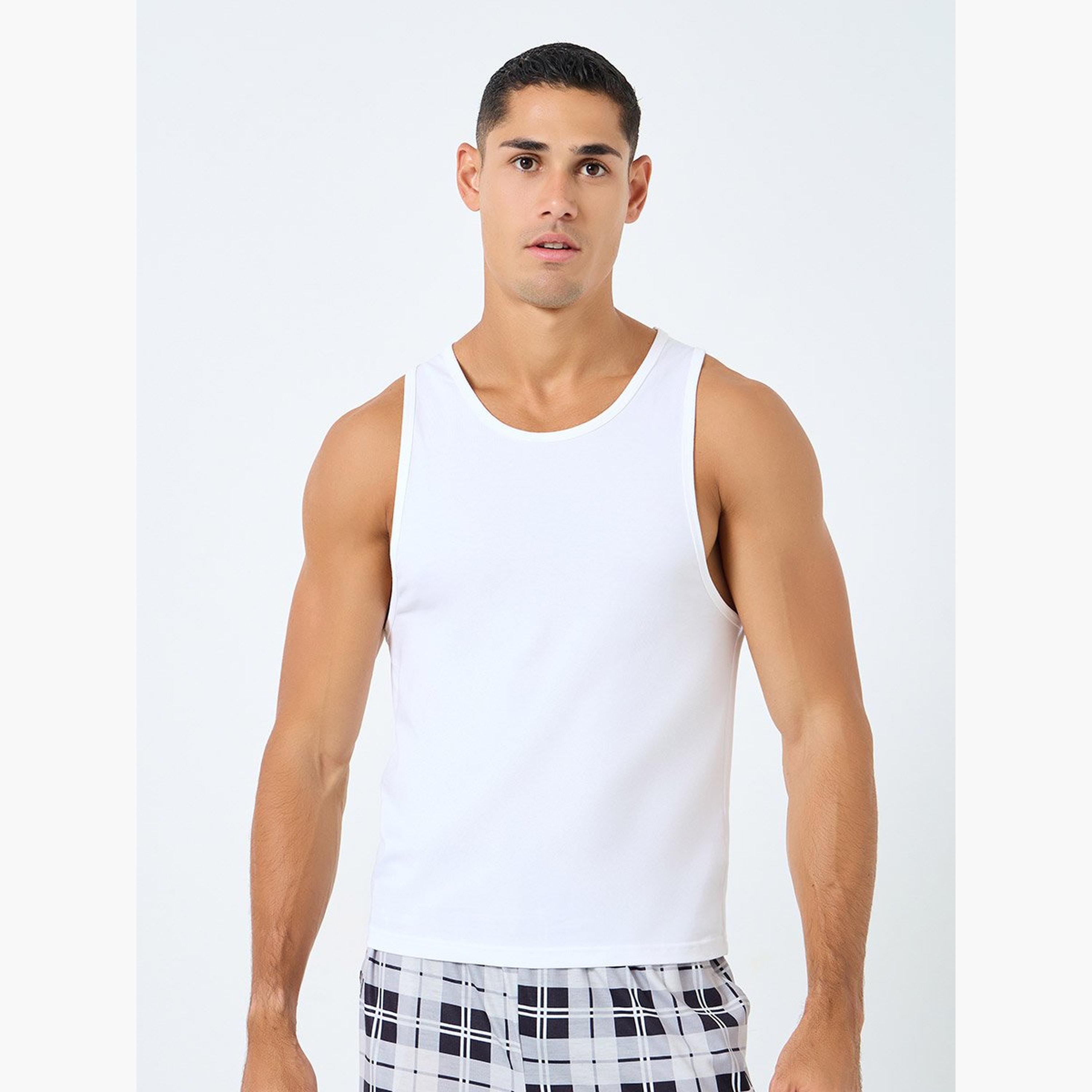 ستايلي - سترة قطنية مطاطية برقبة دائرية- قطعتين-men-clothing-innerwear-vests-image-4
