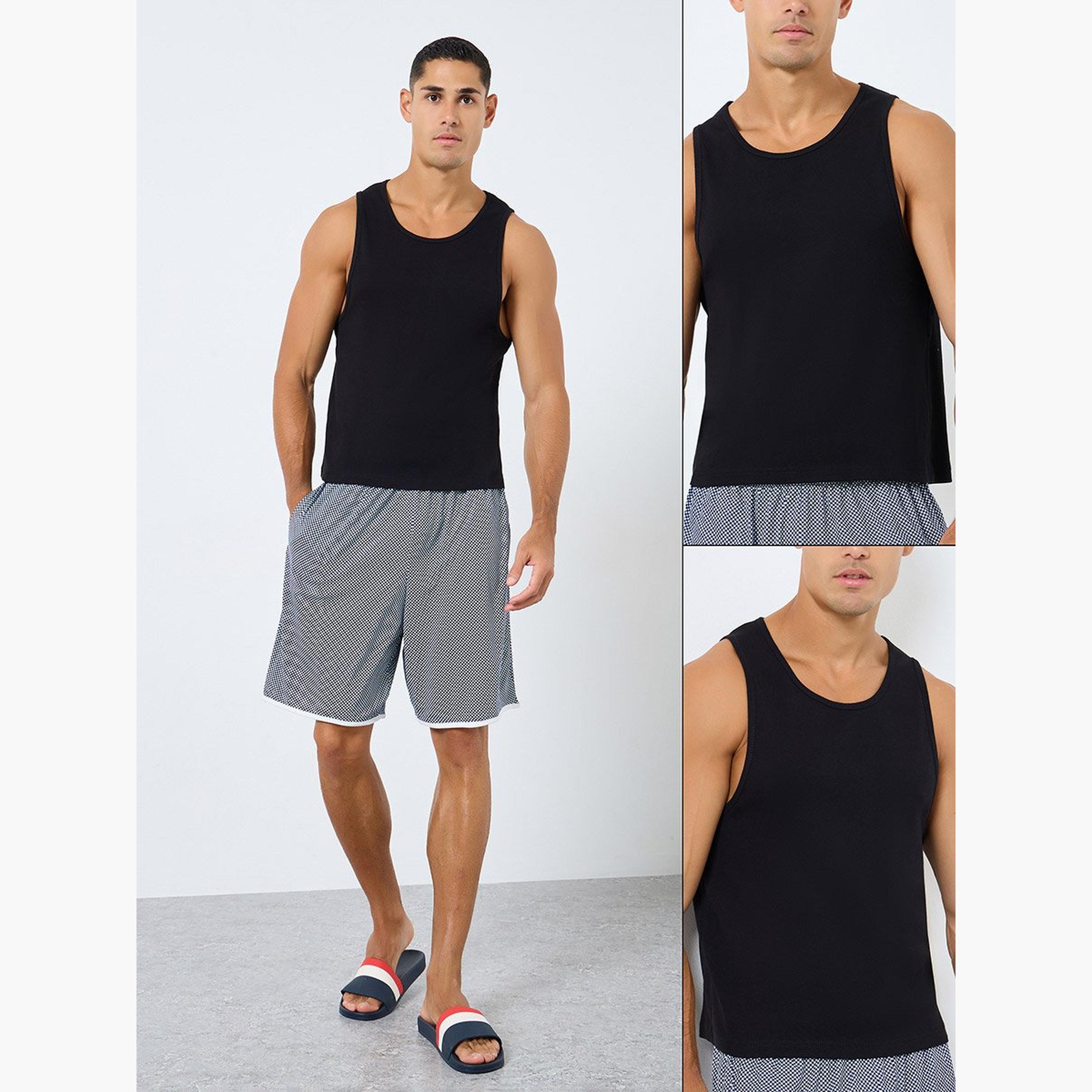 ستايلي - سترة قطنية مضلعة برقبة دائرية- قطعتين-men-clothing-innerwear-vests-image-2