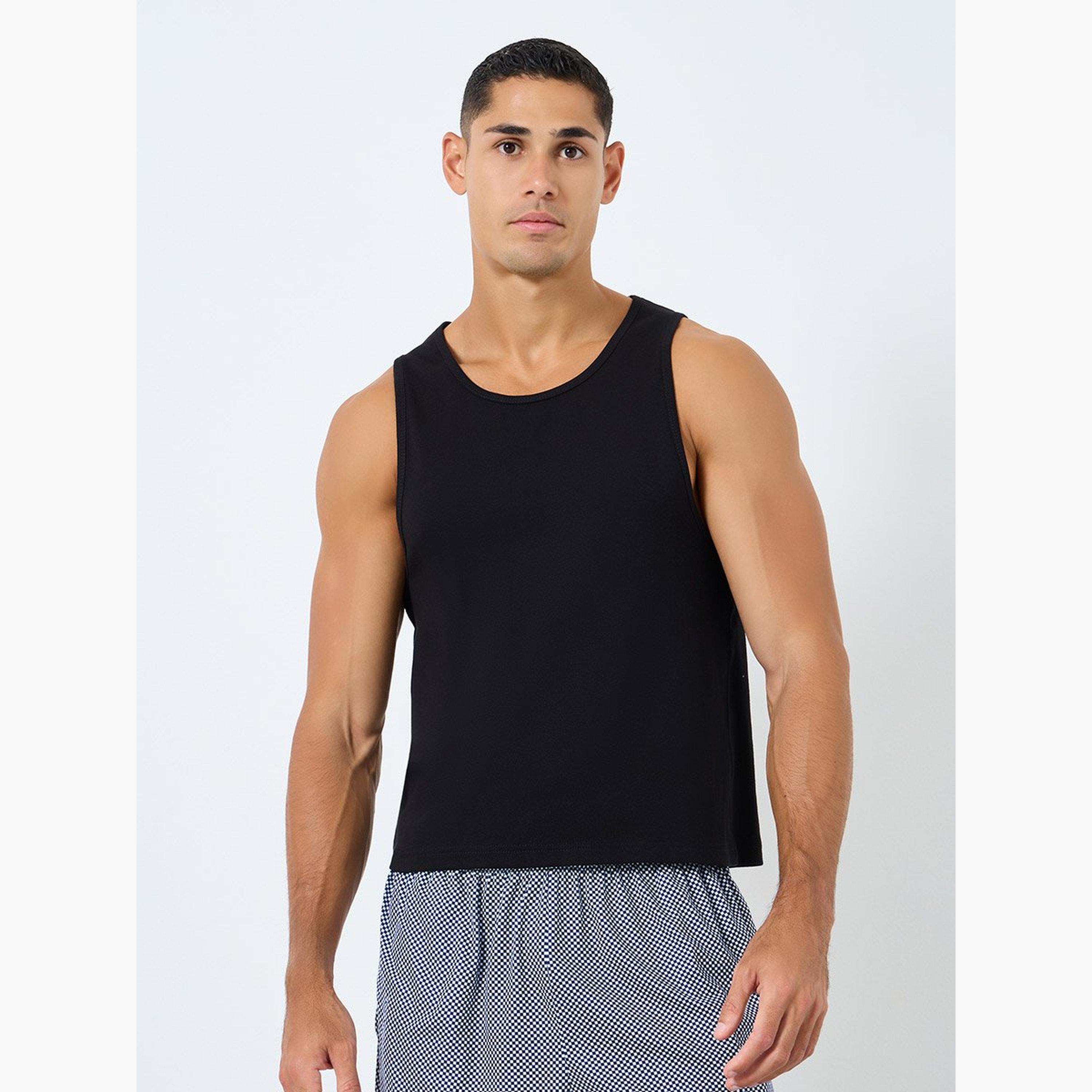 Styli Pack of 2 - Ribbed Cotton Vest with Round Neck-men-clothing-innerwear-vests-image-3