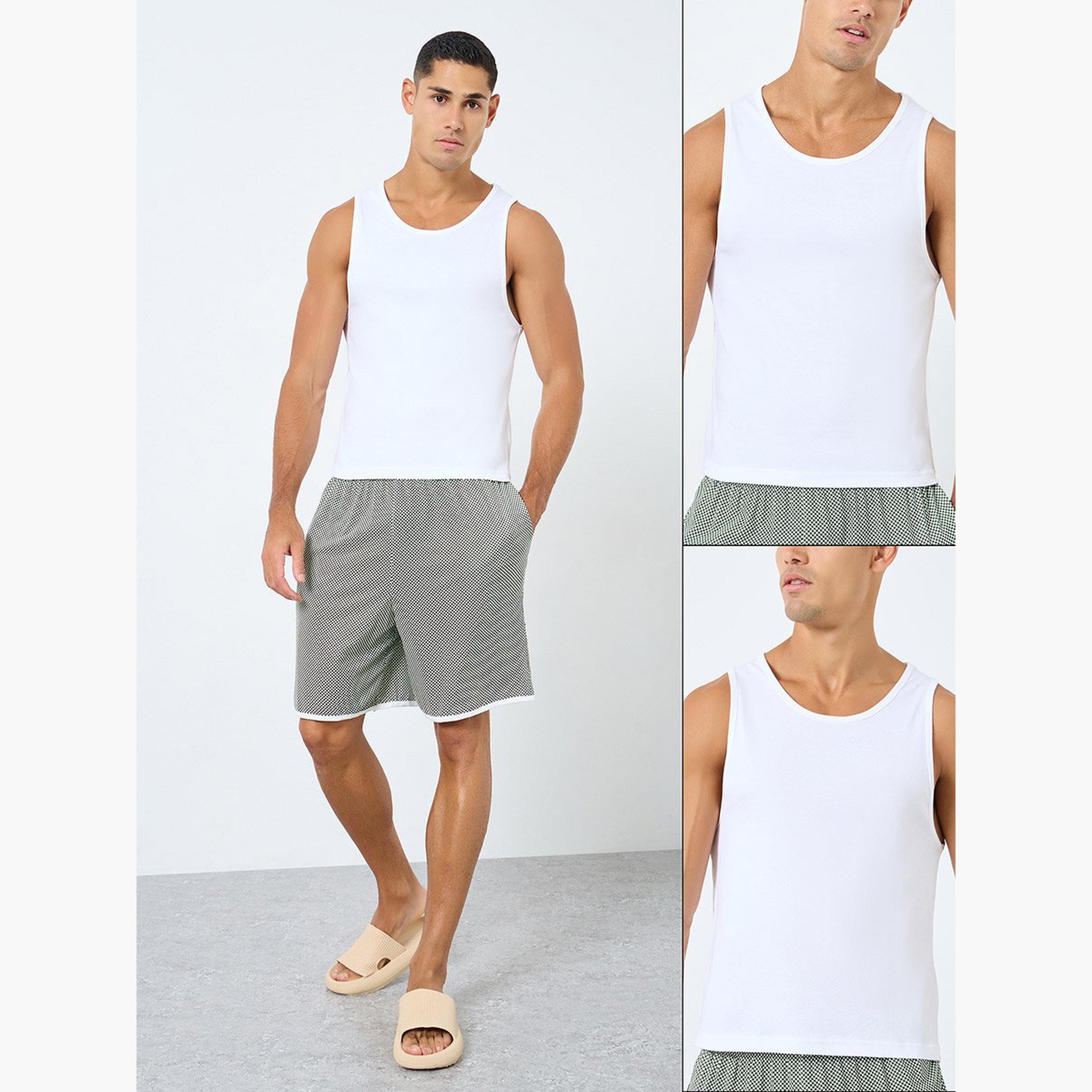 ستايلي - سترة قطنية مضلعة برقبة دائرية- قطعتين-men-clothing-innerwear-vests-image-2