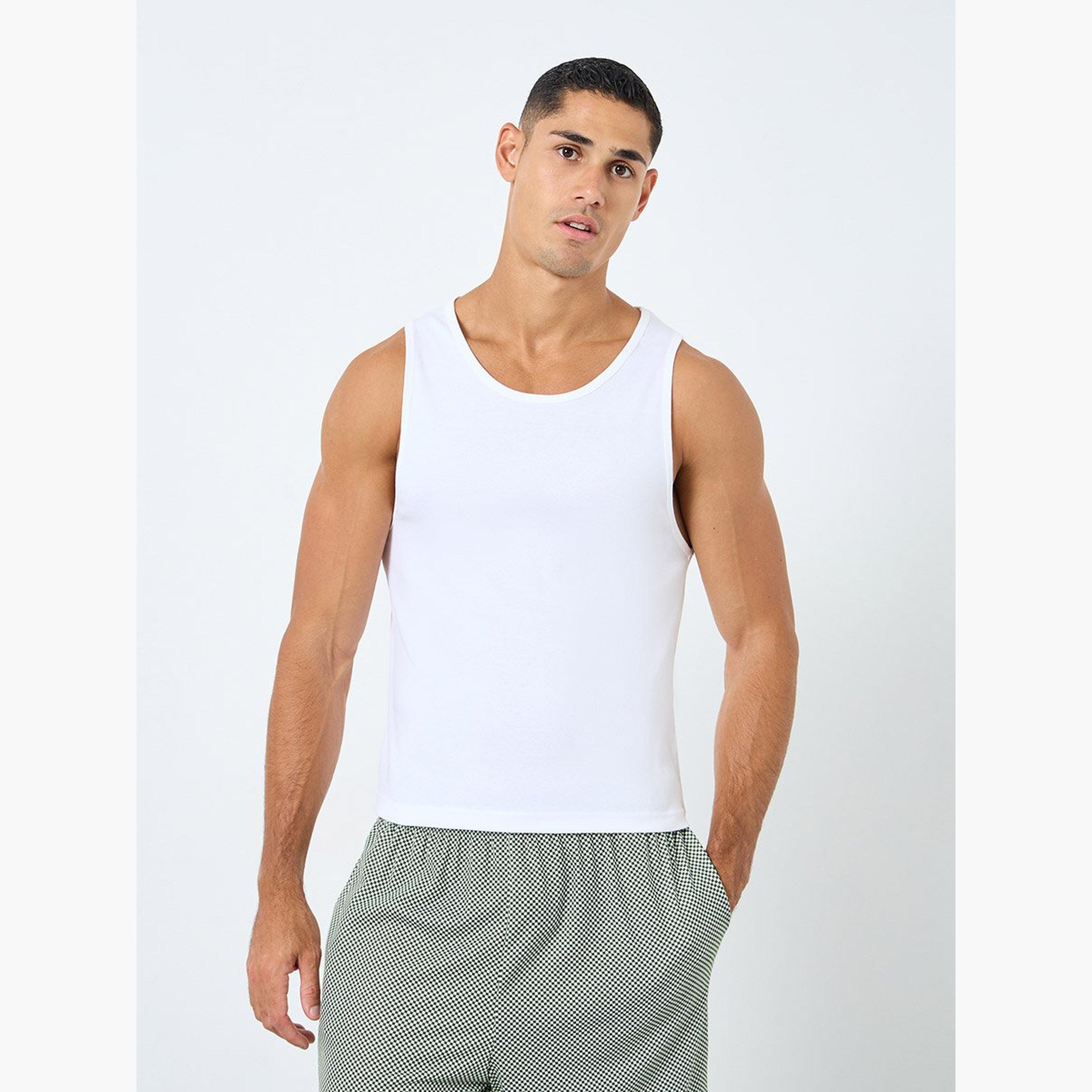 ستايلي - سترة قطنية مضلعة برقبة دائرية- قطعتين-men-clothing-innerwear-vests-image-4
