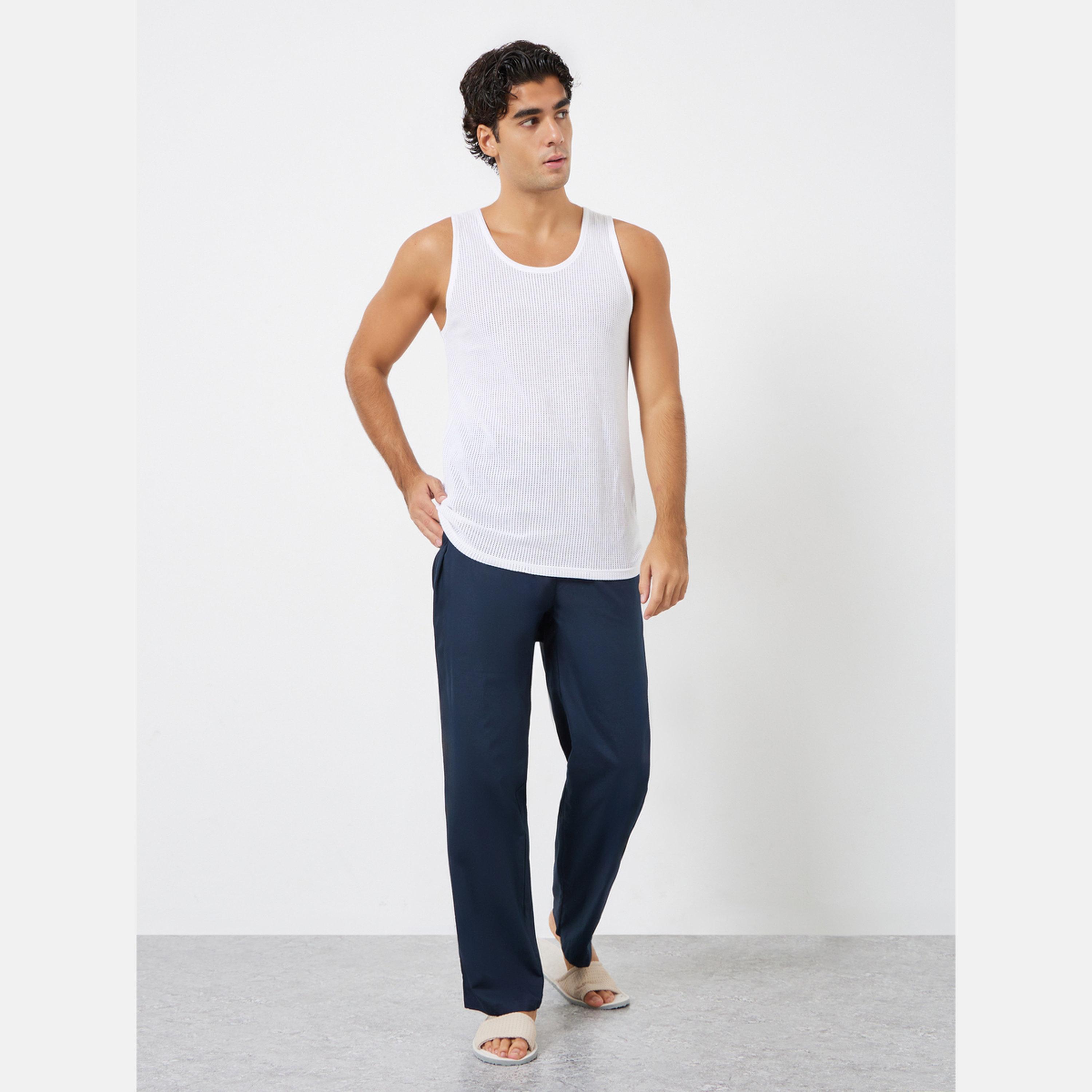 ستايلي - بيجاما رجالية من القطن باللون الأزرق الداكن مع جيب بسحاب-men-clothing-nightwear-pyjamaandshorts-image-2