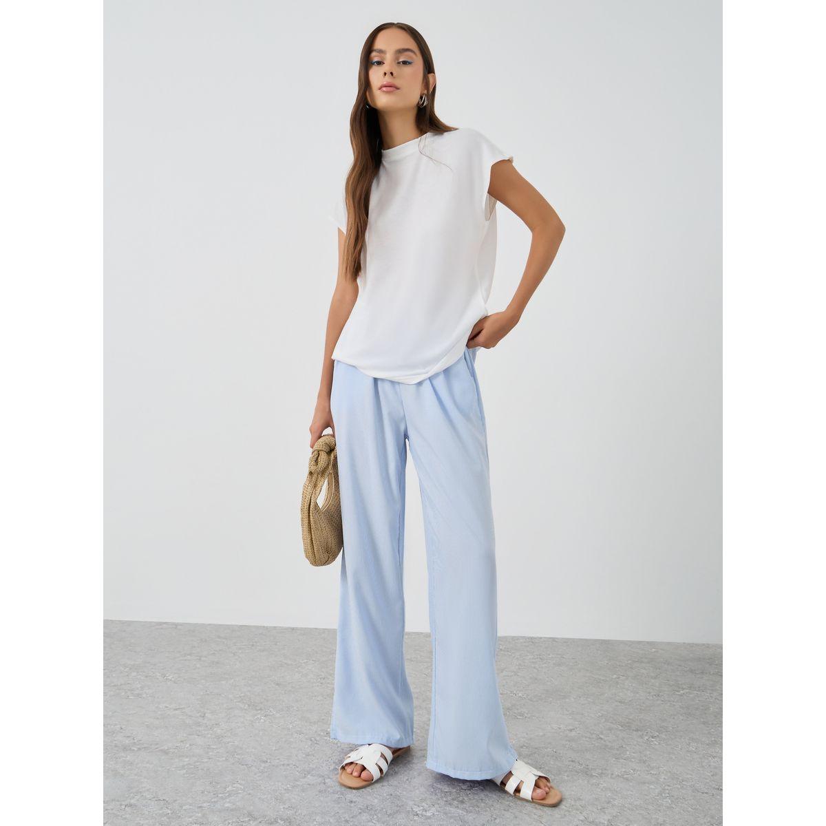 Styli Textured Striped Relaxed Fit Pants with Drawstring-women-clothing-bottoms-trousers-image-1