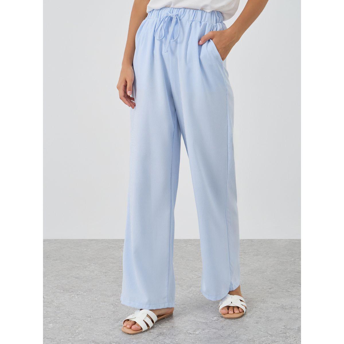 بنطال مخطط بقصة مريحة مع أربطة-women-clothing-bottoms-trousers-image-2